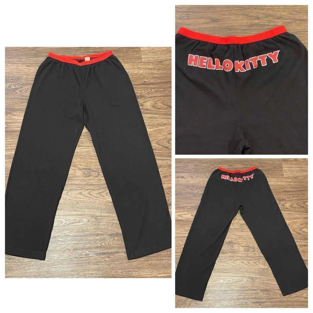 Vintage Sanrio Hello Kitty Lounge Pants Black Red White Size Medium